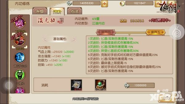 九阴内功进阶消耗