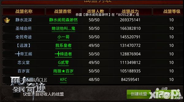 六雄合一争霸天下 《全民奇迹MU》顶级战盟新动向