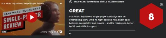 《星球大战:战机中队》评分解禁,IGN暂时8分