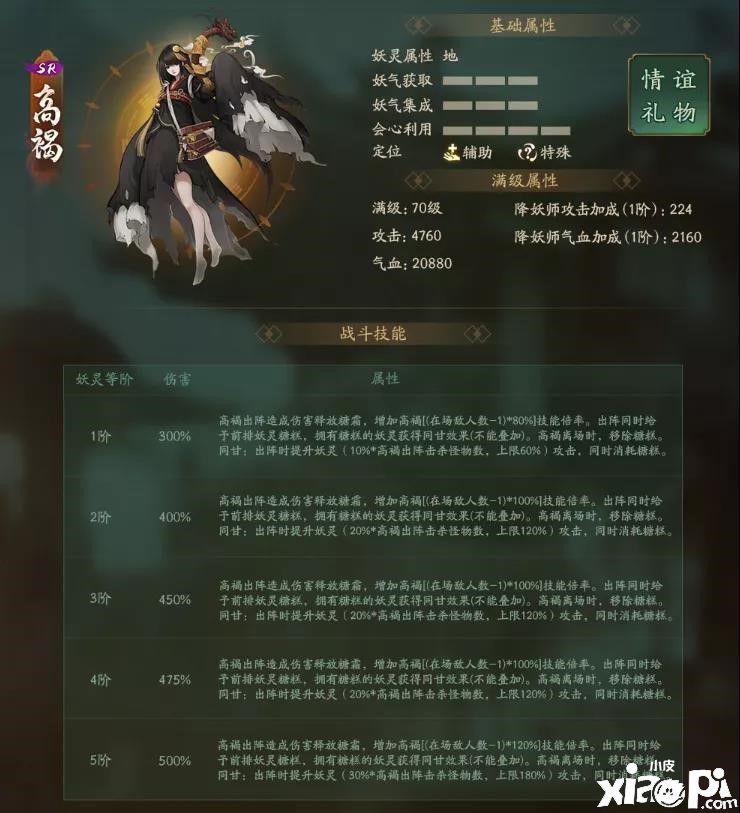 异膳甘肴伺鬼身《神都夜行录》SR妖灵高褐登场！