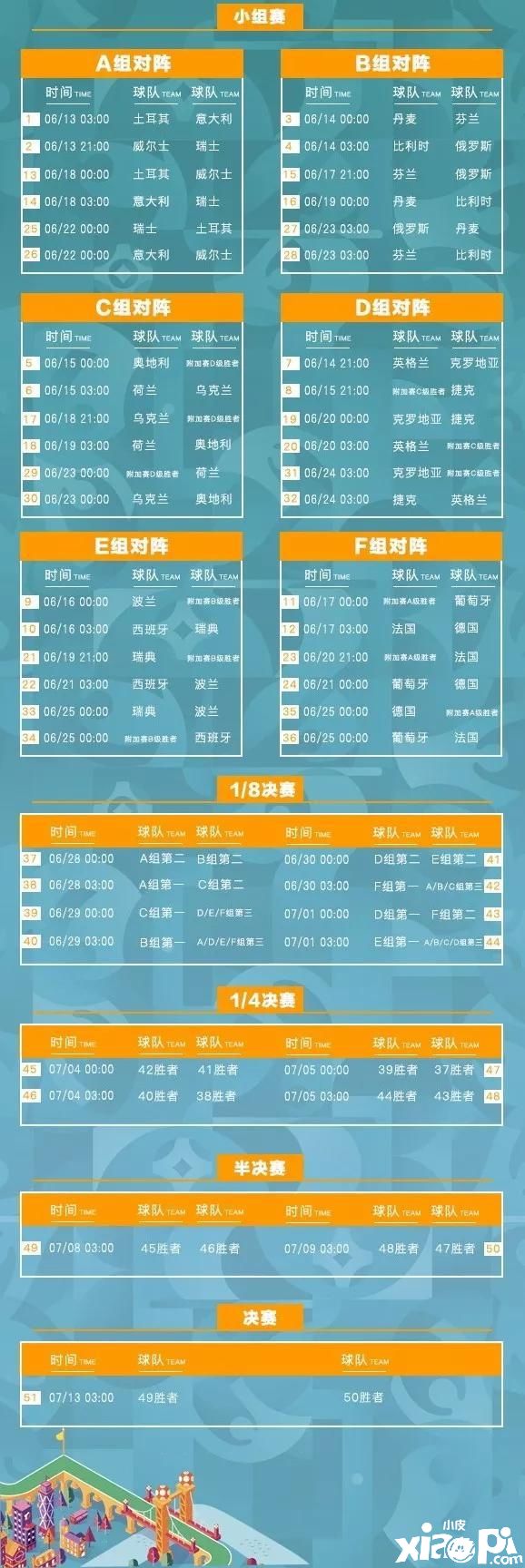 2021年欧洲杯赛事日历表（最新版本）