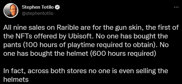 育碧一意孤行搞NFT，仅仅售出15份 不到1%的总量