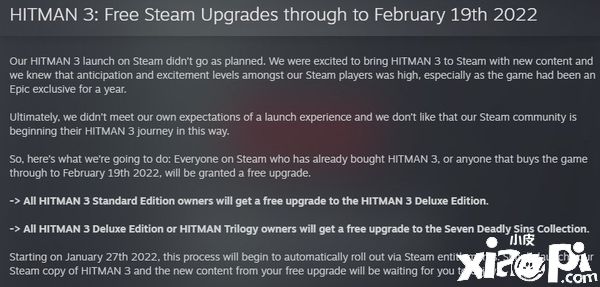 Steam版《杀手3》登陆即可免费升级！