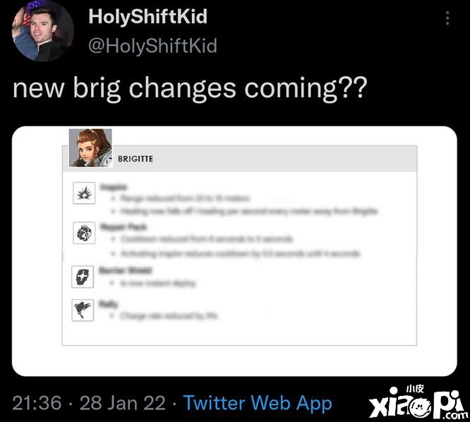 《守望先锋》官方透露布丽吉塔角色实验性改动！