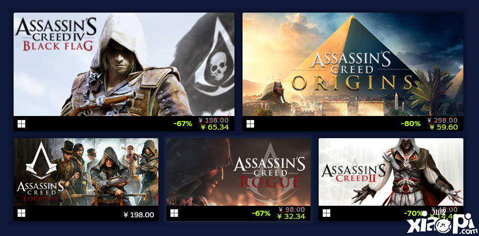 游戏发行商育碧在Steam开启优惠活动，最高优惠80%！