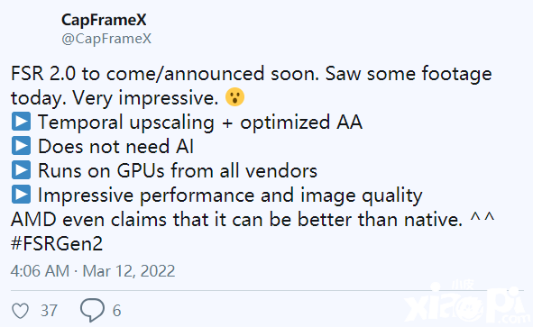 AMD FSR 2.0首曝，帧率画质惊人！N卡、I卡都能用