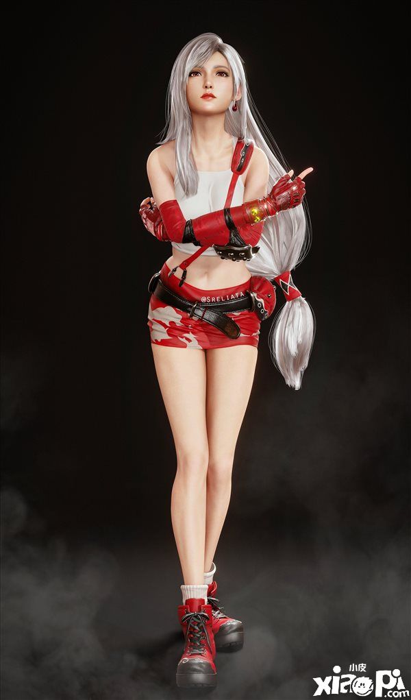 《最终幻想7：重制版》新蒂法服装MOD，银发红裙着实诱人！