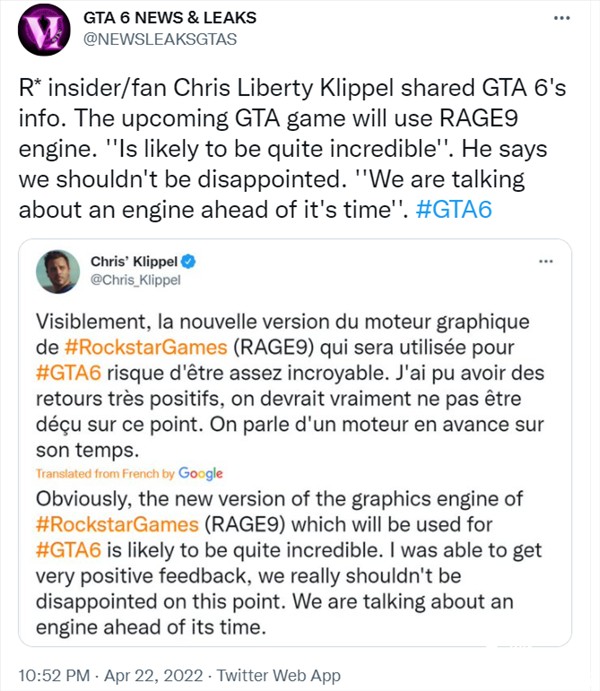 传闻《GTA6》将采用Rage 9引擎，画面将领先于目前时代任何作品！