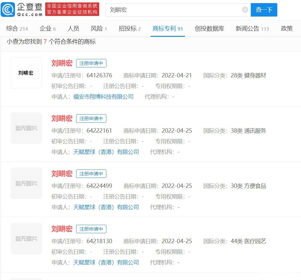 火爆全网！带有刘畊宏关键词的商标被抢注！