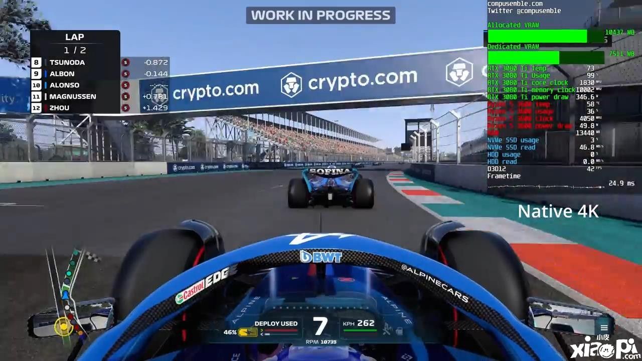 RTX3080Ti运行《F1 22》演示视频公布，4K+DLSS+光追效果画面不错！