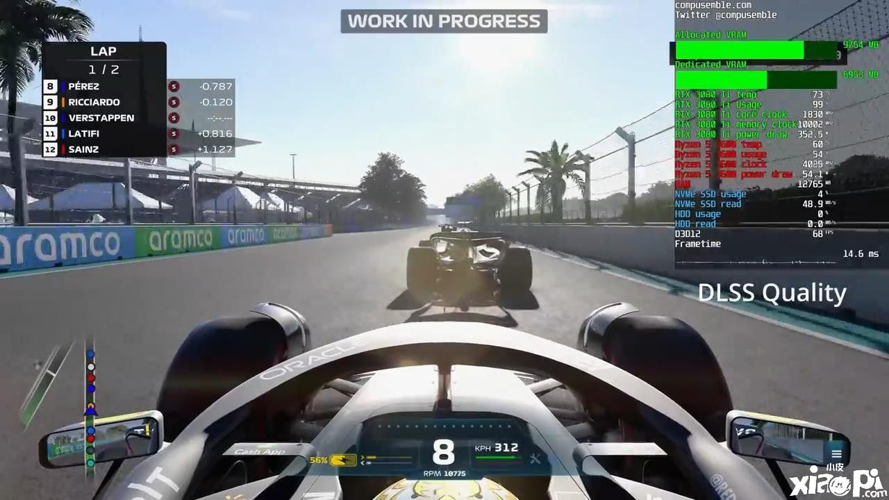 RTX3080Ti运行《F1 22》演示视频公布，4K+DLSS+光追效果画面不错！