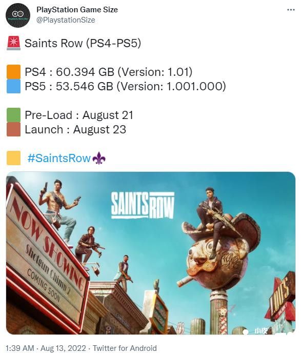 《黑道圣徒：重启版》PS版容量曝光，游戏将于8月21日开启预载！