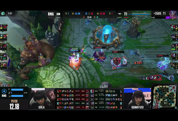 《英雄联盟》S12全球总决赛八强赛，RNG战队惨遭T1战队零封！