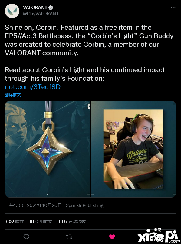 《Valorant》粉丝因癌症去世，拳头公布免费挂件致敬！
