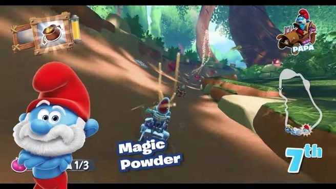 《蓝精灵卡丁车》最新实机演示公布，展示游戏内各种道具的效果！