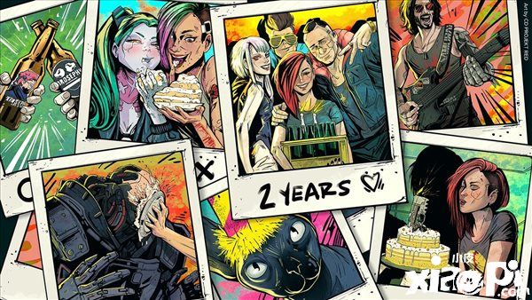 《赛博朋克2077》两周年纪念日贺图，全平台半价活动开启！