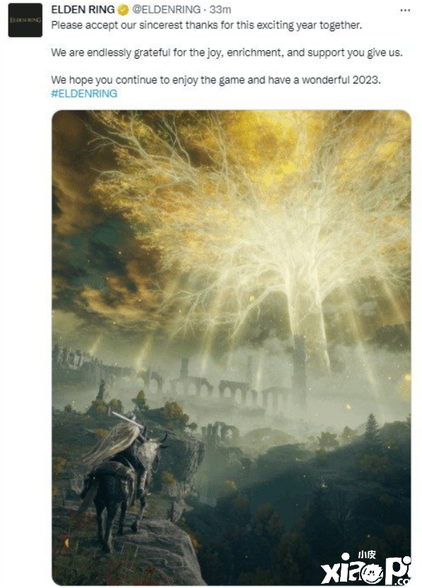 《艾尔登法环》官推新年贺词，来接受黄金树的赐福吧！